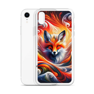 Abstraktes Kunstwerk, das den Geist der Alpen verkörpert. Leuchtender Fuchs in den Farben Orange, Rot, Weiß - iPhone Schutzhülle (durchsichtig) camping xxx yyy zzz