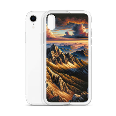 Alpen in Abenddämmerung: Acrylgemälde mit beleuchteten Berggipfeln - iPhone Schutzhülle (durchsichtig) berge xxx yyy zzz