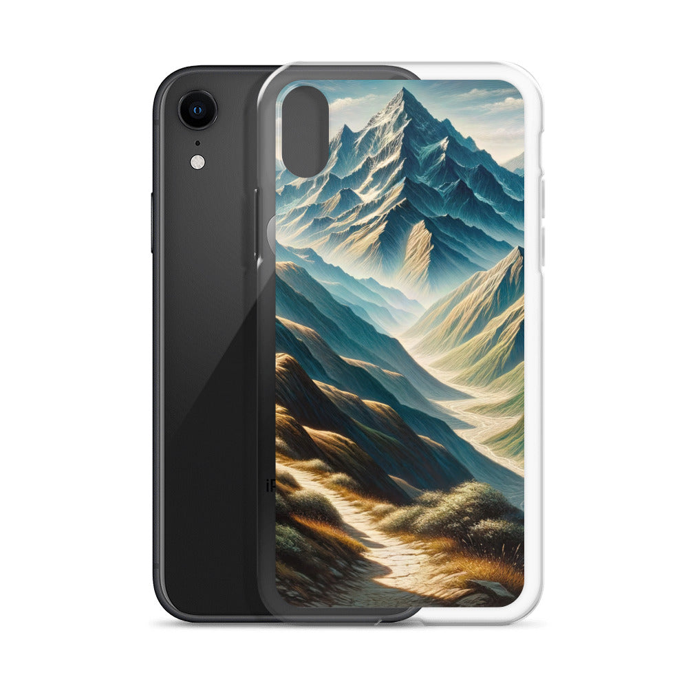 Berglandschaft: Acrylgemälde mit hervorgehobenem Pfad - iPhone Schutzhülle (durchsichtig) berge xxx yyy zzz