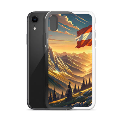 Ruhiger Alpenabend mit österreichischer Flagge und goldenem Sonnenuntergang - iPhone Schutzhülle (durchsichtig) berge xxx yyy zzz