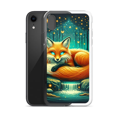 Bezaubernder Fuchs auf erleuchteter mystischer Waldlichtung - iPhone Schutzhülle (durchsichtig) camping xxx yyy zzz