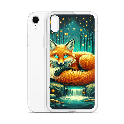 Bezaubernder Fuchs auf erleuchteter mystischer Waldlichtung - iPhone Schutzhülle (durchsichtig) camping xxx yyy zzz