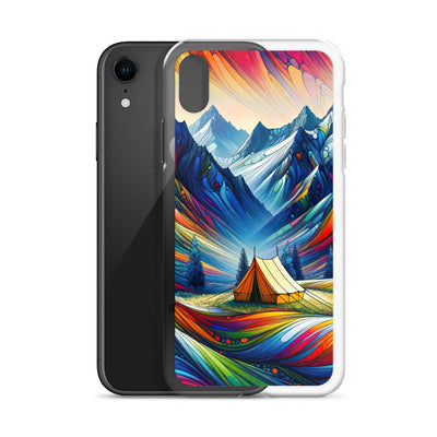 Surreale Alpen in abstrakten Farben, dynamische Formen der Landschaft - iPhone Schutzhülle (durchsichtig) camping xxx yyy zzz