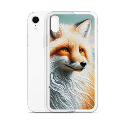 Ölgemälde eines anmutigen, intelligent blickenden Fuchses in Orange-Weiß - iPhone Schutzhülle (durchsichtig) camping xxx yyy zzz