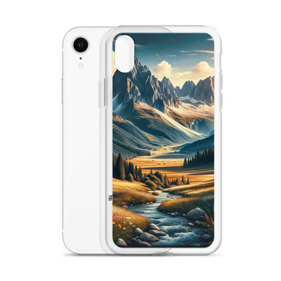 Quadratisches Kunstwerk der Alpen, majestätische Berge unter goldener Sonne - iPhone Schutzhülle (durchsichtig) berge xxx yyy zzz