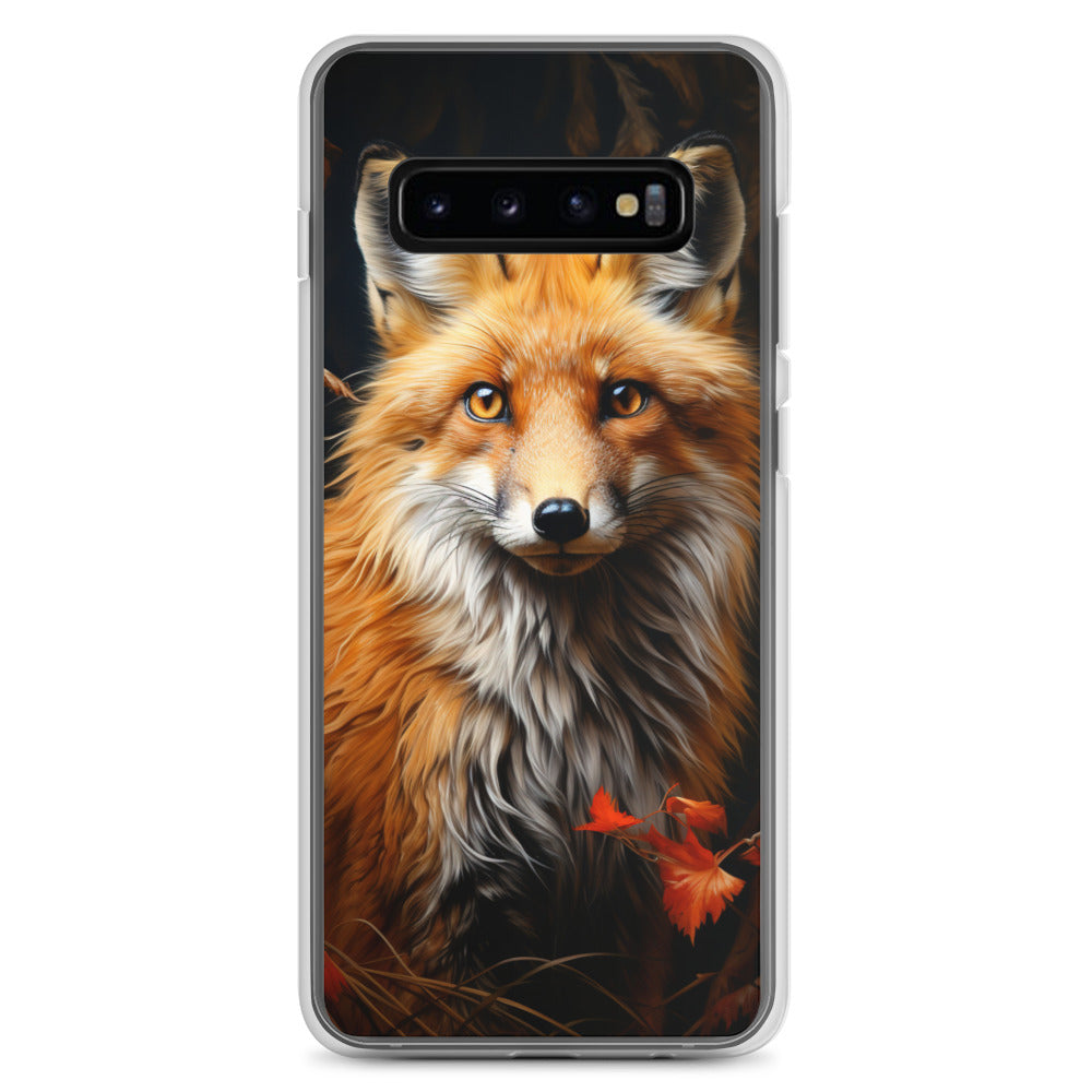 Fuchs Porträt und Herbstblätter - Malerei - Samsung Schutzhülle (durchsichtig) camping xxx Samsung Galaxy S10+