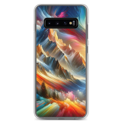 Lebendige abstrakte Alpendarstellung in populärem Kunststil - Samsung Schutzhülle (durchsichtig) berge xxx yyy zzz Samsung Galaxy S10+