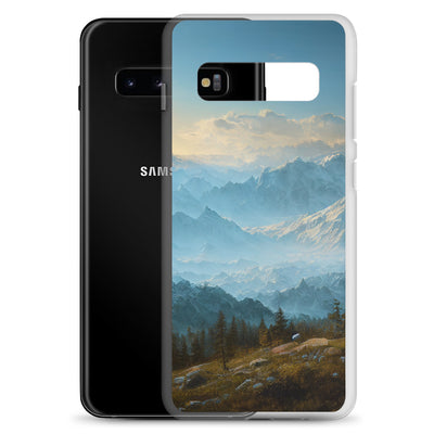 Schöne Berge mit Nebel bedeckt - Ölmalerei - Samsung Schutzhülle (durchsichtig) berge xxx