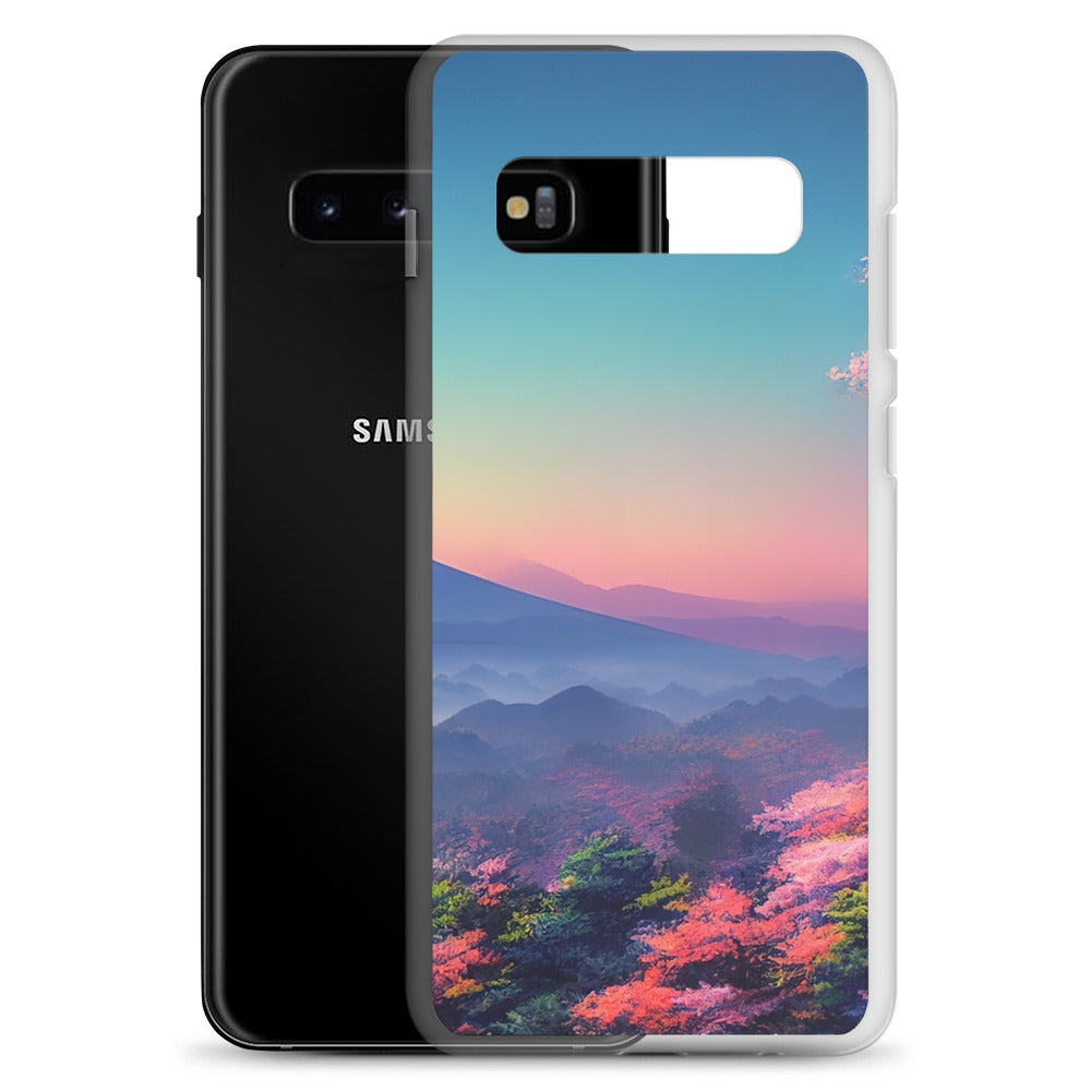 Berg und Wald mit pinken Bäumen - Landschaftsmalerei - Samsung Schutzhülle (durchsichtig) berge xxx