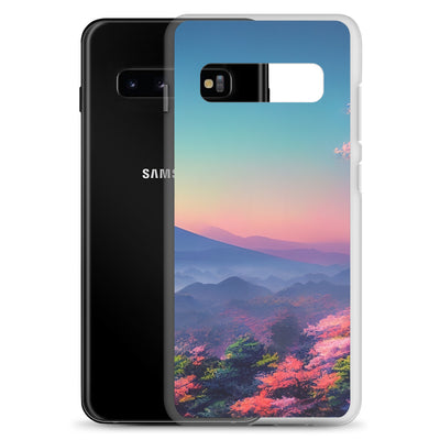 Berg und Wald mit pinken Bäumen - Landschaftsmalerei - Samsung Schutzhülle (durchsichtig) berge xxx