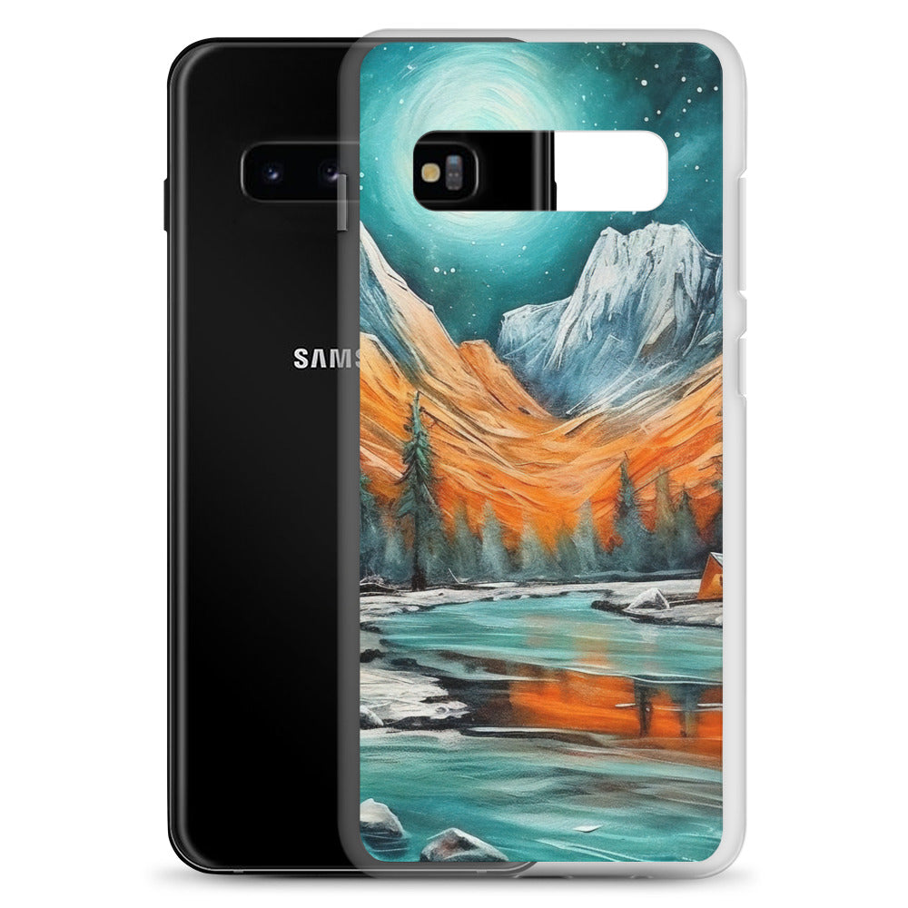 Berglandschaft und Zelte - Nachtstimmung - Landschaftsmalerei - Samsung Schutzhülle (durchsichtig) camping xxx