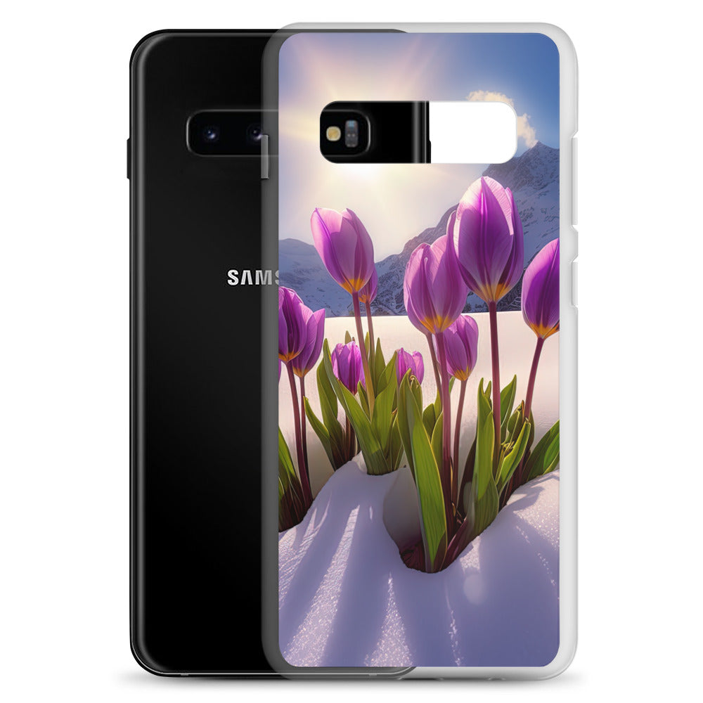 Tulpen im Schnee und in den Bergen - Blumen im Winter - Samsung Schutzhülle (durchsichtig) berge xxx