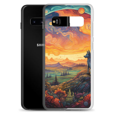 Hund auf Felsen - Epische bunte Landschaft - Malerei - Samsung Schutzhülle (durchsichtig) camping xxx