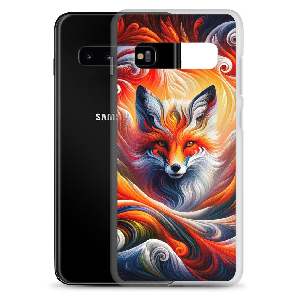 Abstraktes Kunstwerk, das den Geist der Alpen verkörpert. Leuchtender Fuchs in den Farben Orange, Rot, Weiß - Samsung Schutzhülle (durchsichtig) camping xxx yyy zzz