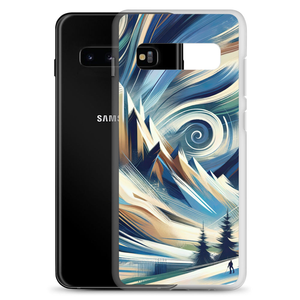 Abstrakte Kunst, die die Essenz der Alpen einfängt. Kräftige Pinselstriche stellen Gipfel und Muster dar - Samsung Schutzhülle (durchsichtig) berge xxx yyy zzz