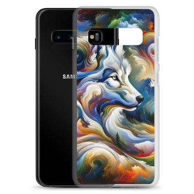 Abstraktes Alpen Gemälde: Wirbelnde Farben und Majestätischer Wolf, Silhouette (AN) - Samsung Schutzhülle (durchsichtig) xxx yyy zzz