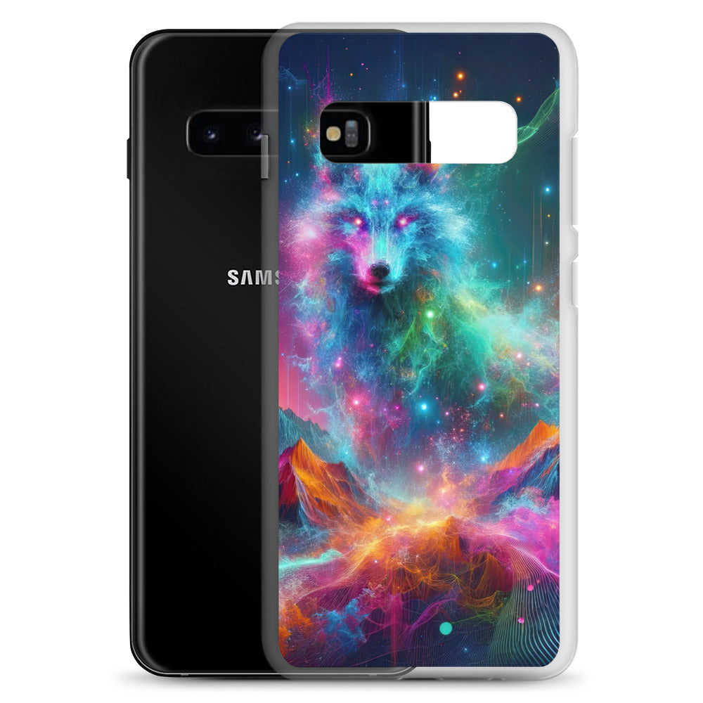 Alpen und Wolf: Lebendige Farben und schimmernde Lichtpartikel (AN) - Samsung Schutzhülle (durchsichtig) xxx yyy zzz