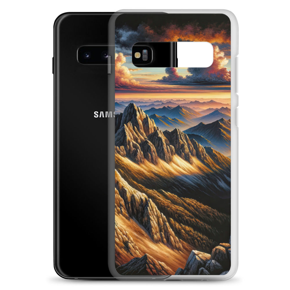 Alpen in Abenddämmerung: Acrylgemälde mit beleuchteten Berggipfeln - Samsung Schutzhülle (durchsichtig) berge xxx yyy zzz