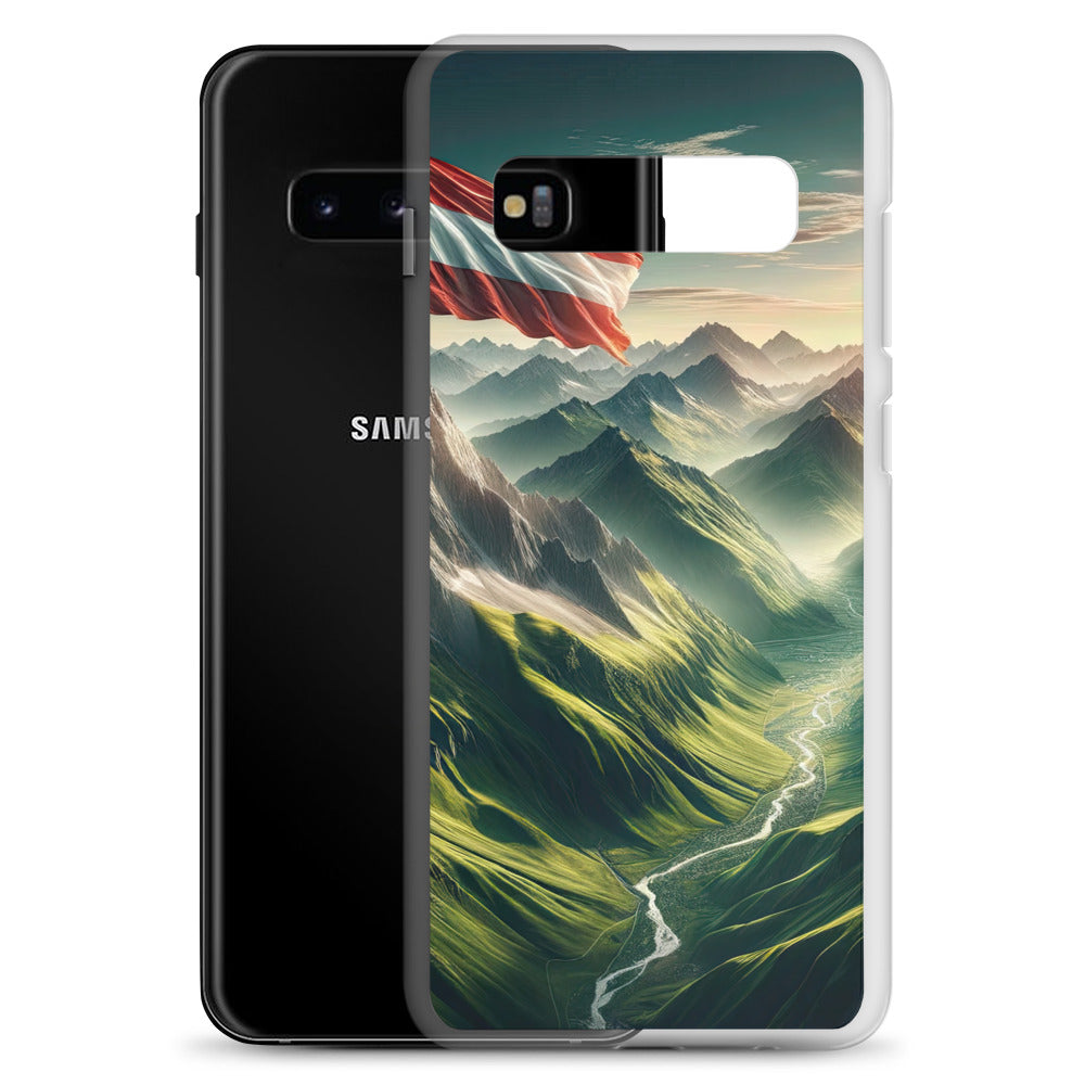 Alpen Gebirge: Fotorealistische Bergfläche mit Österreichischer Flagge - Samsung Schutzhülle (durchsichtig) berge xxx yyy zzz