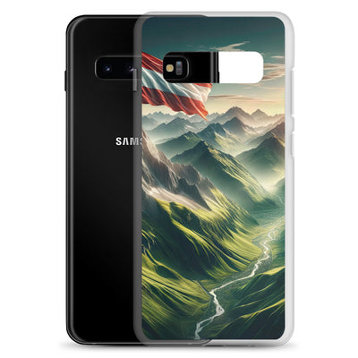 Alpen Gebirge: Fotorealistische Bergfläche mit Österreichischer Flagge - Samsung Schutzhülle (durchsichtig) berge xxx yyy zzz