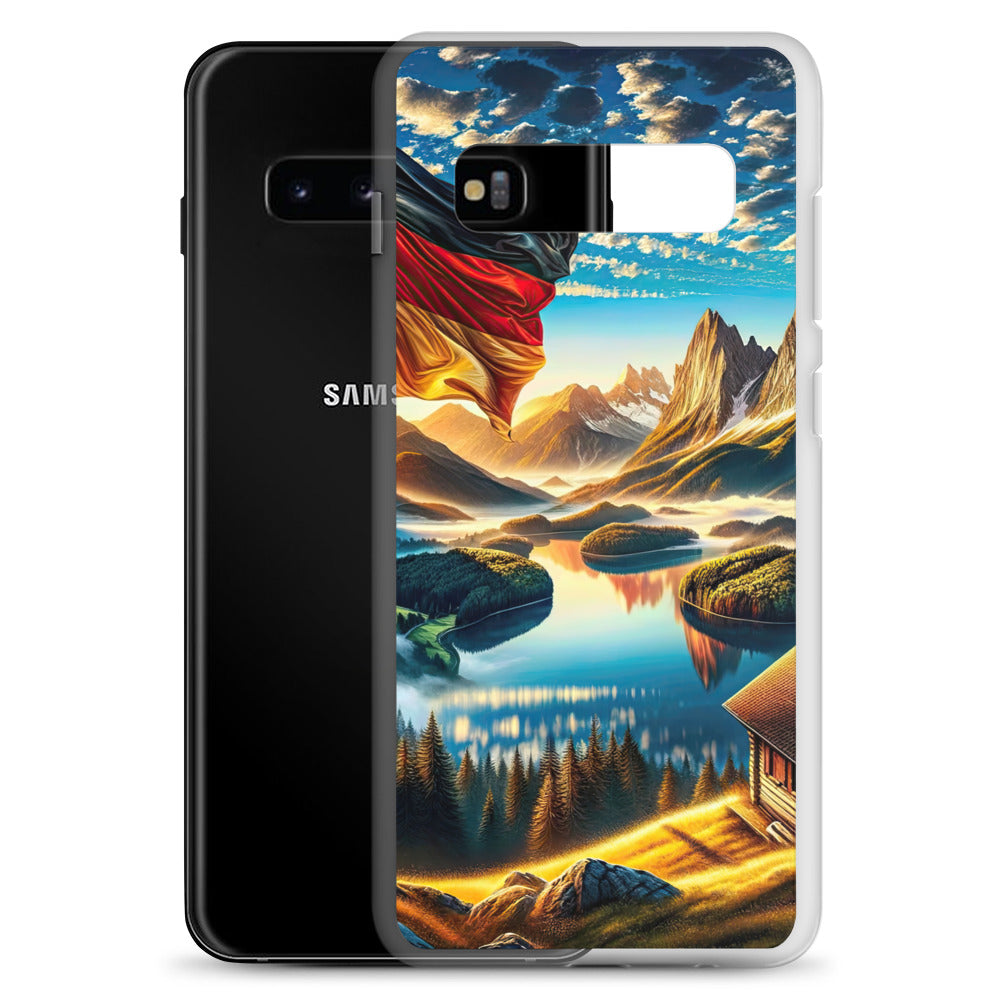 Alpen Gebirge im Morgenlicht: Kunstwerk mit Deutsche Flagge - Samsung Schutzhülle (durchsichtig) berge xxx yyy zzz