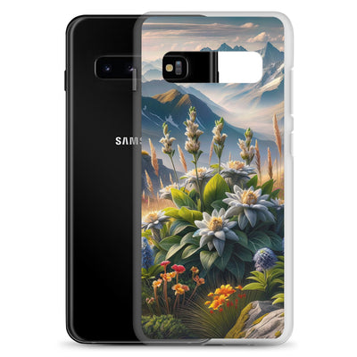 Alpine Flora: Digitales Kunstwerk mit lebendigen Blumen - Samsung Schutzhülle (durchsichtig) berge xxx yyy zzz