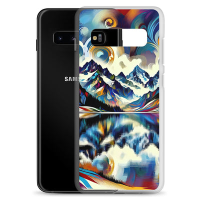 Alpensee im Zentrum eines abstrakt-expressionistischen Alpen-Kunstwerks - Samsung Schutzhülle (durchsichtig) berge xxx yyy zzz