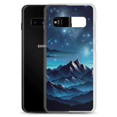 Alpen unter Sternenhimmel mit glitzernden Sternen und Meteoren - Samsung Schutzhülle (durchsichtig) berge xxx yyy zzz