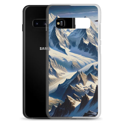 Ölgemälde der Alpen mit hervorgehobenen zerklüfteten Geländen im Licht und Schatten - Samsung Schutzhülle (durchsichtig) berge xxx yyy zzz