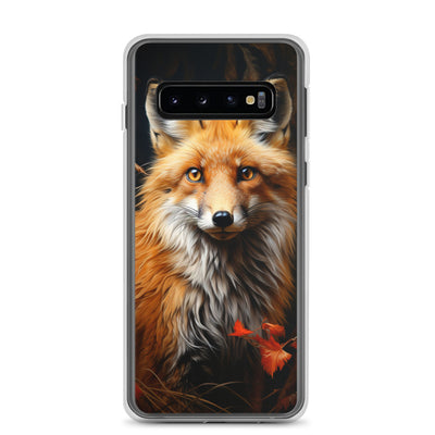 Fuchs Porträt und Herbstblätter - Malerei - Samsung Schutzhülle (durchsichtig) camping xxx Samsung Galaxy S10