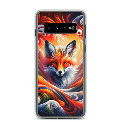 Abstraktes Kunstwerk, das den Geist der Alpen verkörpert. Leuchtender Fuchs in den Farben Orange, Rot, Weiß - Samsung Schutzhülle (durchsichtig) camping xxx yyy zzz Samsung Galaxy S10