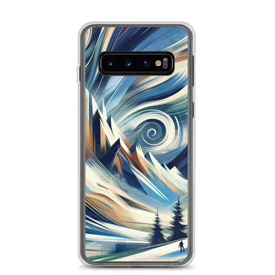 Abstrakte Kunst, die die Essenz der Alpen einfängt. Kräftige Pinselstriche stellen Gipfel und Muster dar - Samsung Schutzhülle (durchsichtig) berge xxx yyy zzz Samsung Galaxy S10