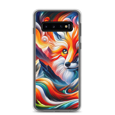 Abstrakte Kunst der Alpen voller lebendiger Farben und dynamischer Bewegung. Es dominiert ein farbiger Fuchs - Samsung Schutzhülle (durchsichtig) camping xxx yyy zzz Samsung Galaxy S10