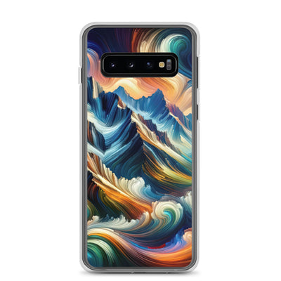 Abstrakte Kunst der Alpen mit lebendigen Farben und wirbelnden Mustern, majestätischen Gipfel und Täler - Samsung Schutzhülle (durchsichtig) berge xxx yyy zzz Samsung Galaxy S10