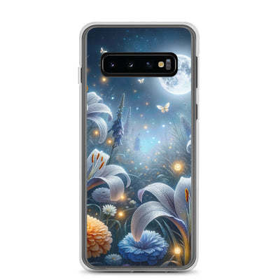 Ätherische Mondnacht auf blühender Wiese, silbriger Blumenglanz - Samsung Schutzhülle (durchsichtig) camping xxx yyy zzz Samsung Galaxy S10