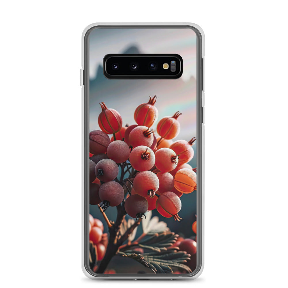 Foto einer Gruppe von Alpenbeeren mit kräftigen Farben und detaillierten Texturen - Samsung Schutzhülle (durchsichtig) berge xxx yyy zzz Samsung Galaxy S10