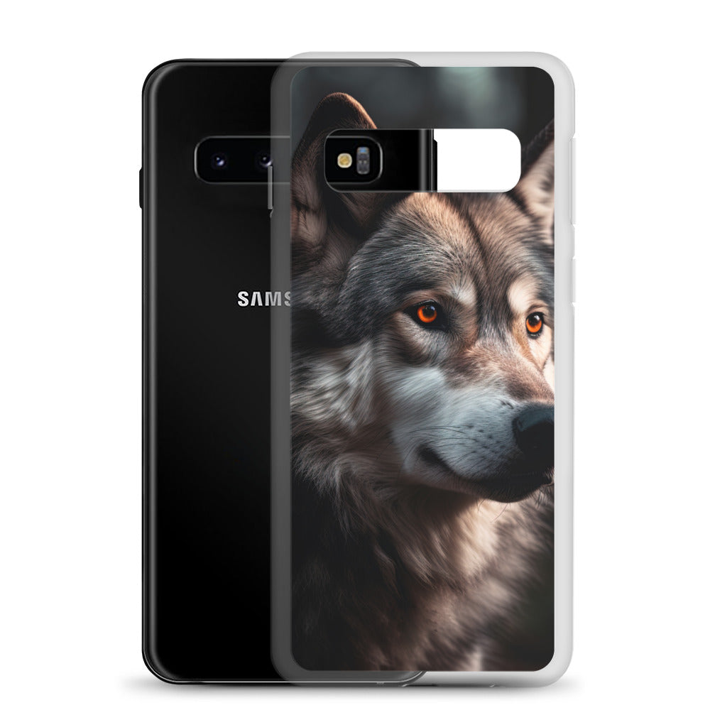 Wolf Porträt - Fotorealistische Malerei - Samsung Schutzhülle (durchsichtig) camping xxx