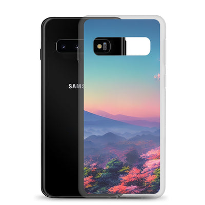 Berg und Wald mit pinken Bäumen - Landschaftsmalerei - Samsung Schutzhülle (durchsichtig) berge xxx