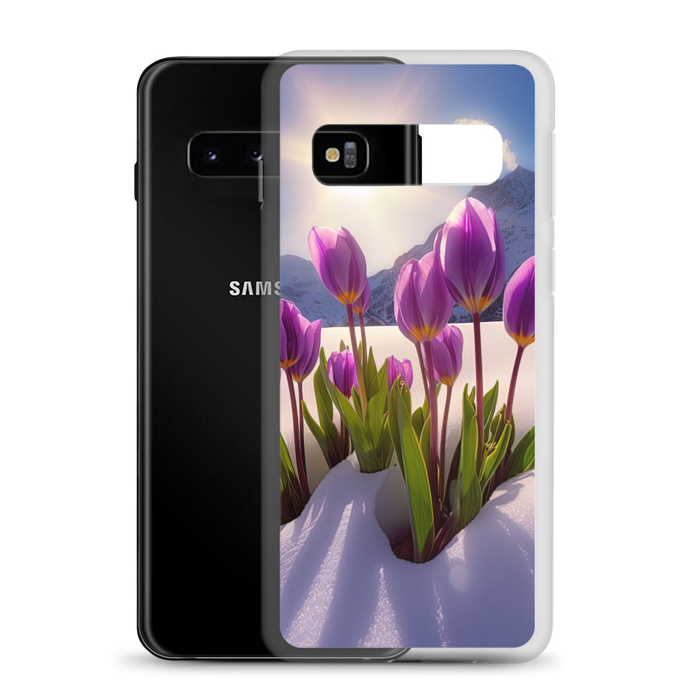 Tulpen im Schnee und in den Bergen - Blumen im Winter - Samsung Schutzhülle (durchsichtig) berge xxx