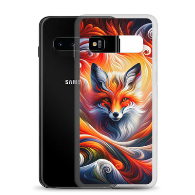 Abstraktes Kunstwerk, das den Geist der Alpen verkörpert. Leuchtender Fuchs in den Farben Orange, Rot, Weiß - Samsung Schutzhülle (durchsichtig) camping xxx yyy zzz