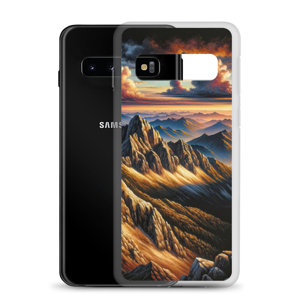 Alpen in Abenddämmerung: Acrylgemälde mit beleuchteten Berggipfeln - Samsung Schutzhülle (durchsichtig) berge xxx yyy zzz