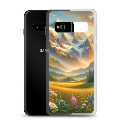 Heitere Alpenschönheit: Schneeberge und Wildblumenwiesen - Samsung Schutzhülle (durchsichtig) berge xxx yyy zzz