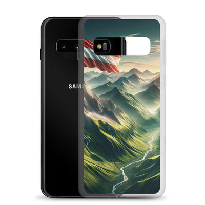 Alpen Gebirge: Fotorealistische Bergfläche mit Österreichischer Flagge - Samsung Schutzhülle (durchsichtig) berge xxx yyy zzz