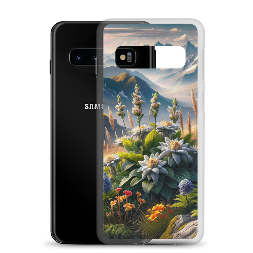 Alpine Flora: Digitales Kunstwerk mit lebendigen Blumen - Samsung Schutzhülle (durchsichtig) berge xxx yyy zzz