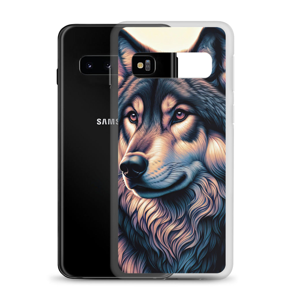 Majestätischer, glänzender Wolf in leuchtender Illustration (AN) - Samsung Schutzhülle (durchsichtig) xxx yyy zzz