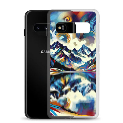 Alpensee im Zentrum eines abstrakt-expressionistischen Alpen-Kunstwerks - Samsung Schutzhülle (durchsichtig) berge xxx yyy zzz