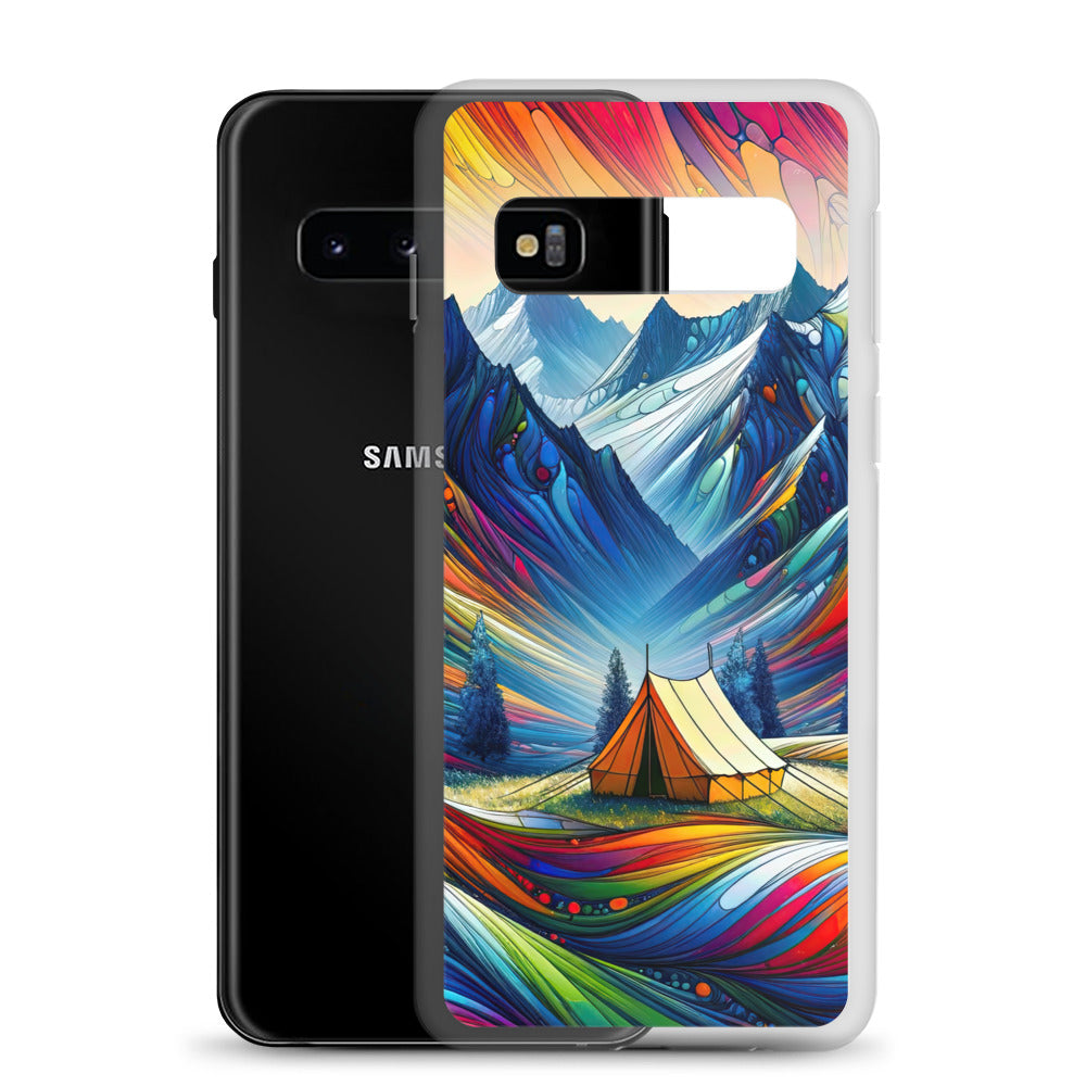 Surreale Alpen in abstrakten Farben, dynamische Formen der Landschaft - Samsung Schutzhülle (durchsichtig) camping xxx yyy zzz