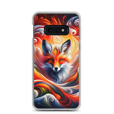 Abstraktes Kunstwerk, das den Geist der Alpen verkörpert. Leuchtender Fuchs in den Farben Orange, Rot, Weiß - Samsung Schutzhülle (durchsichtig) camping xxx yyy zzz Samsung Galaxy S10e