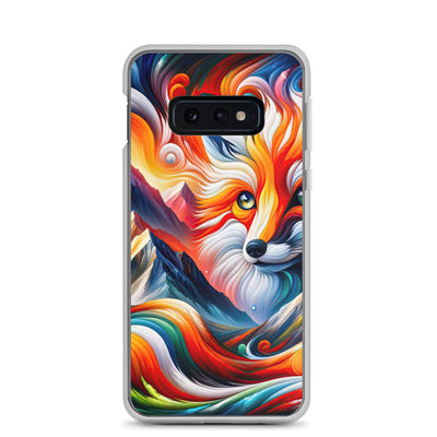 Abstrakte Kunst der Alpen voller lebendiger Farben und dynamischer Bewegung. Es dominiert ein farbiger Fuchs - Samsung Schutzhülle (durchsichtig) camping xxx yyy zzz Samsung Galaxy S10e