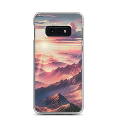 Schöne Berge bei Sonnenaufgang: Malerei in Pastelltönen - Samsung Schutzhülle (durchsichtig) berge xxx yyy zzz Samsung Galaxy S10e